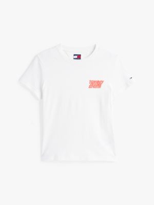 white bubble logo crew neck t-shirt for women tommy jeans