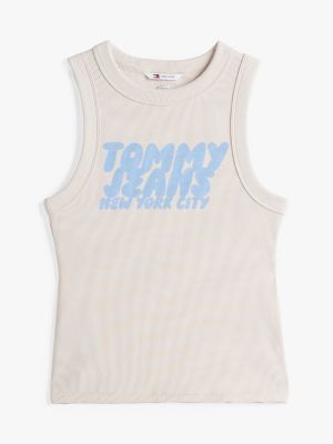 multi slim fit tanktop mit bubble-logo für damen - tommy jeans