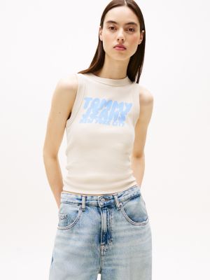 multi slim fit tanktop met bubbellogo voor dames - tommy jeans