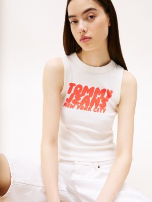 multi slim fit tanktop mit bubble-logo für damen - tommy jeans