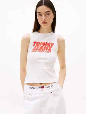 multi slim fit tanktop met bubbellogo voor dames - tommy jeans