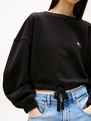 black tommy badge boxy fit sweatshirt for women tommy jeans