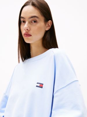 blau boxy fit tommy badge sweatshirt für damen - tommy jeans