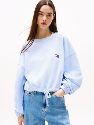 blue luźna bluza z naszywką tommy dla kobiety - tommy jeans