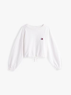 weiß boxy fit tommy badge sweatshirt für damen - tommy jeans