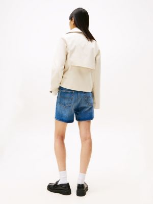 beige cropped trench jacket for women tommy jeans