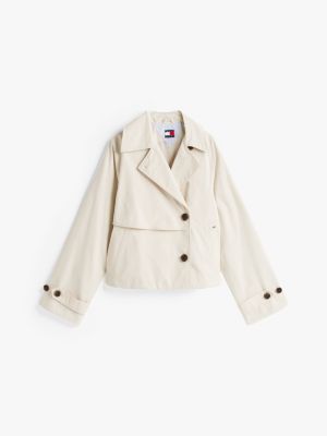 beige cropped trenchcoat voor dames - tommy jeans