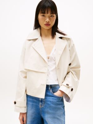 beige cropped trench jacket for women tommy jeans