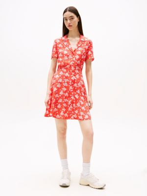 multi floral print slim mini dress for women tommy jeans