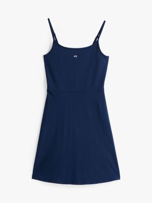 blue spaghetti strap slim mini dress for women tommy jeans