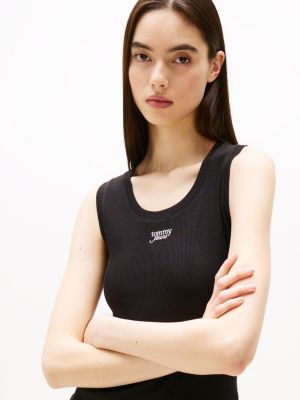 black logo slim tank top for women tommy jeans