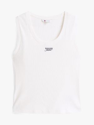 weiß slim fit tanktop mit logo für damen - tommy jeans