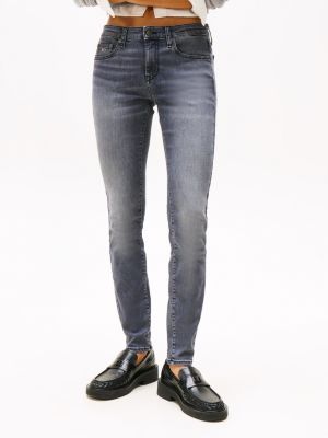 grau sophie skinny jeans mit niedrigem bund für damen - tommy jeans