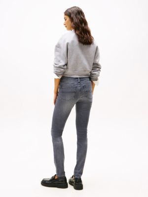 grau sophie skinny jeans mit niedrigem bund für damen - tommy jeans