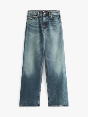 blue claire high rise wide leg jeans for women tommy jeans