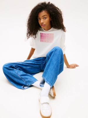 pink gradient logo relaxed sweatshirt for women tommy jeans