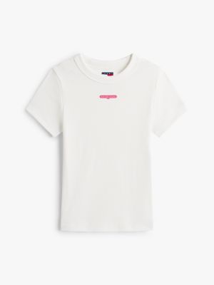 t-shirt ajusté à logo noir pour femmes tommy jeans