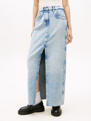 blue claire straight denim maxi skirt for women tommy jeans