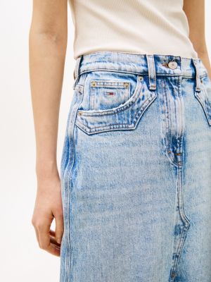 blauw claire straight denim maxirok voor dames - tommy jeans