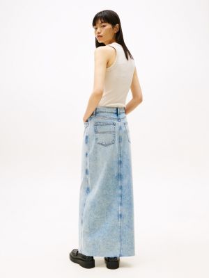 blau claire straight fit maxi-rock aus denim für damen - tommy jeans