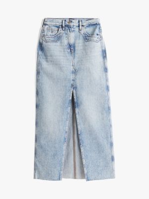 jupe longue droite claire en denim bleu pour femmes tommy jeans