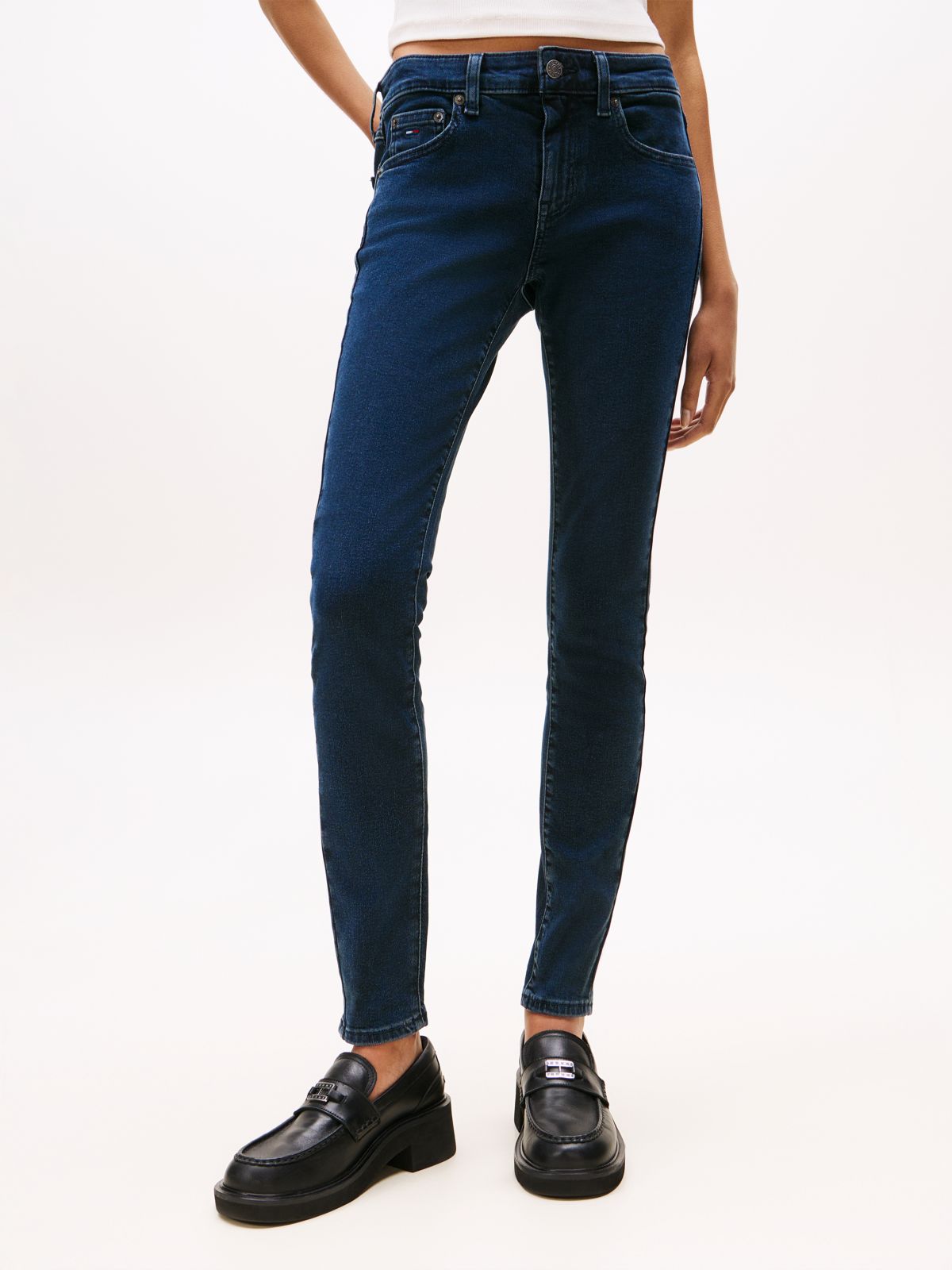 Sophie Low Rise Skinny Faded Jeans — Blue