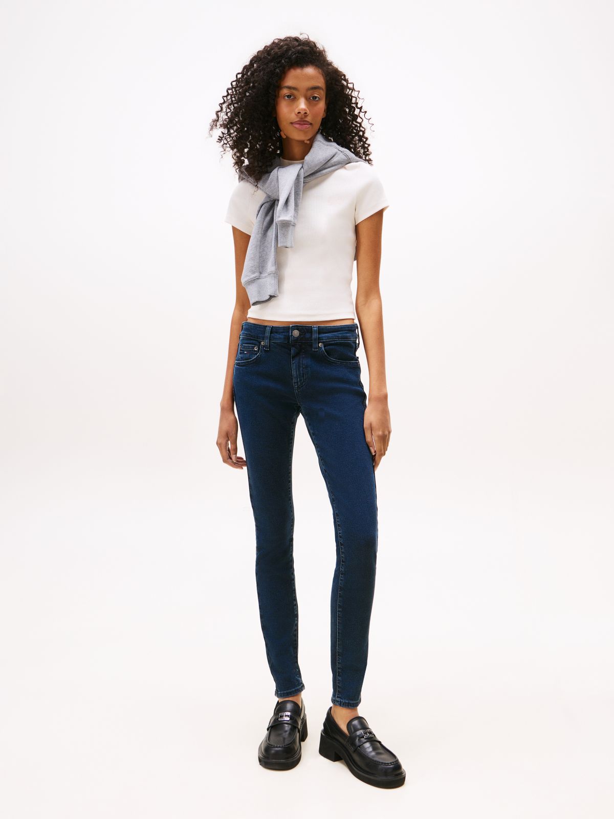 Sophie Low Rise Skinny Faded Jeans — Blue