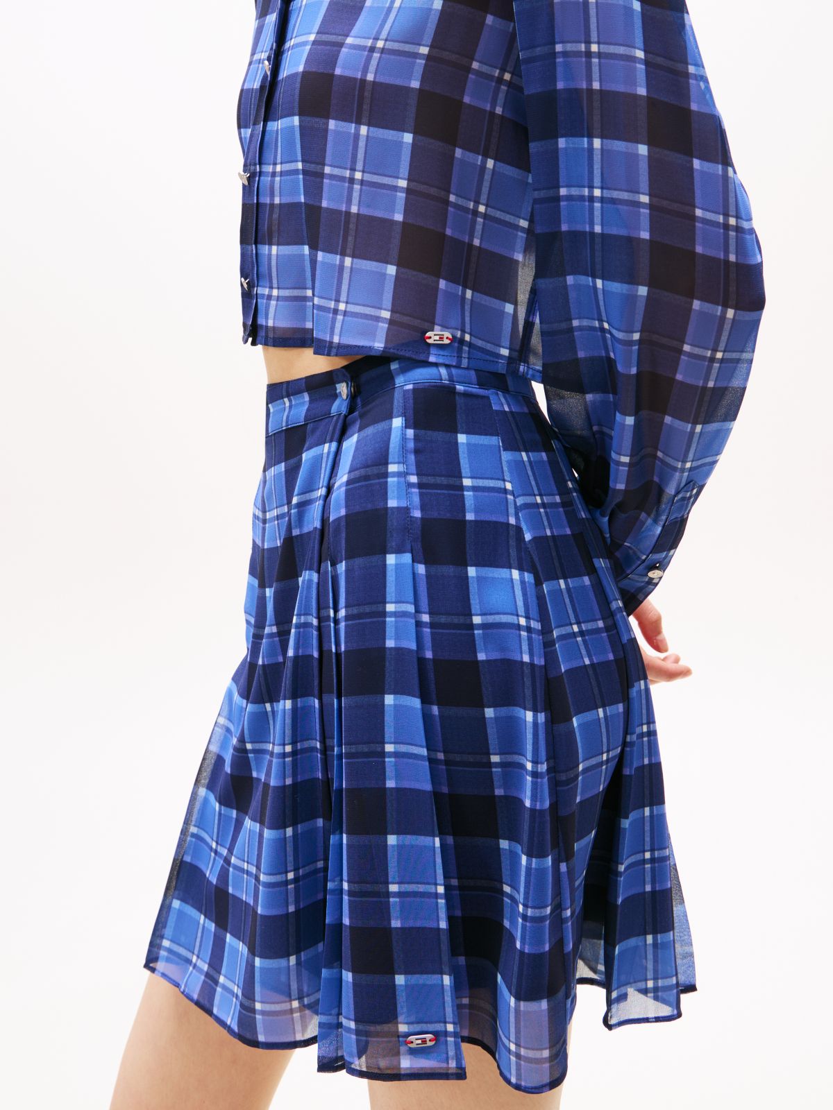 Regular Fit Cropped Chiffon Shirt — Blue