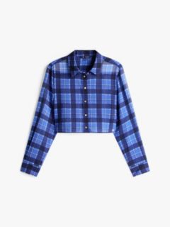 Regular Fit Cropped Chiffon Shirt — Blue 5