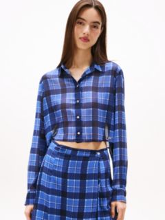Regular Fit Cropped Chiffon Shirt — Blue 1