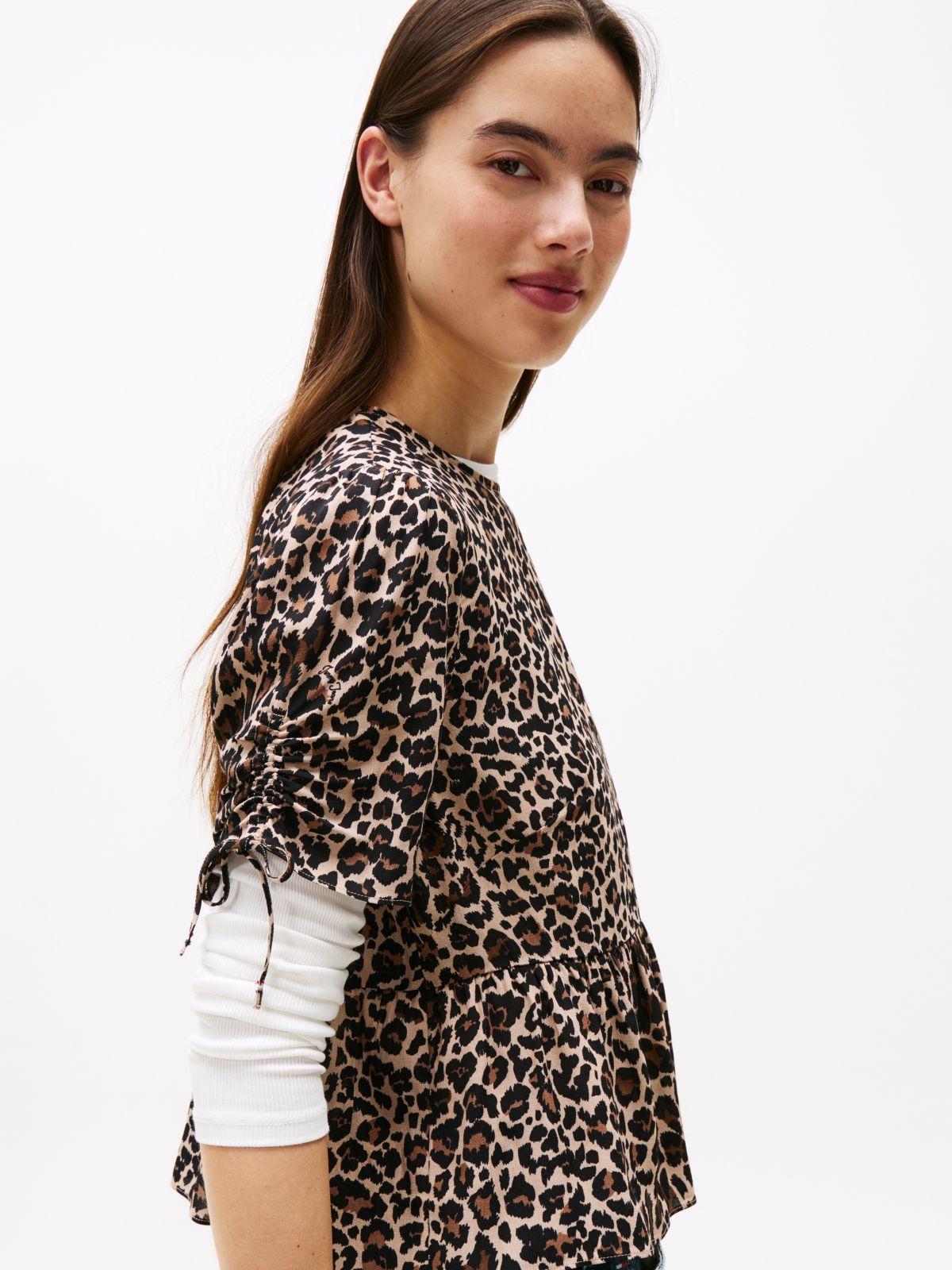 Leopard Print Short Sleeve Blouse — Multi