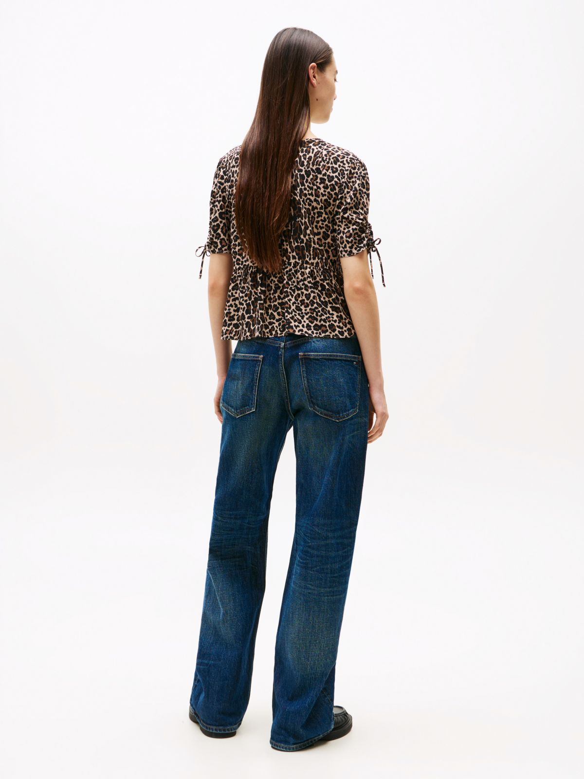 Leopard Print Short Sleeve Blouse — Multi