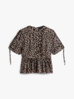 Leopard Print Short Sleeve Blouse — Multi 5