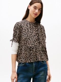 Leopard Print Short Sleeve Blouse — Multi 1