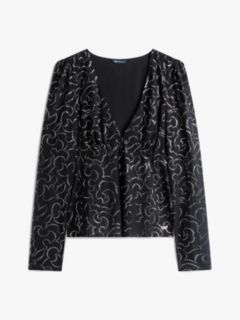 Slim Fit Metallic Print Blouse — Black 6