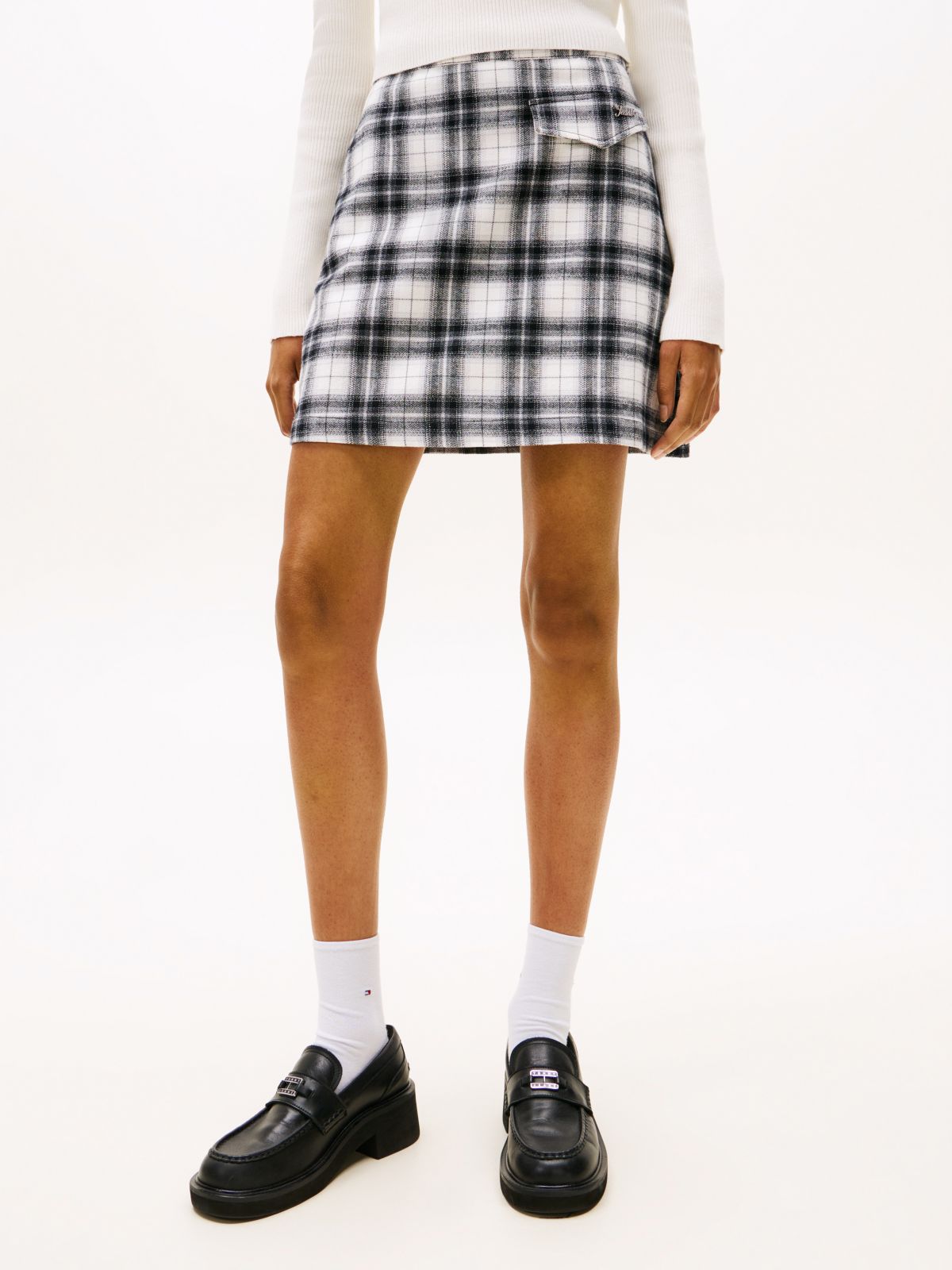 High Rise A-Line Flannel Mini Skirt — Multi