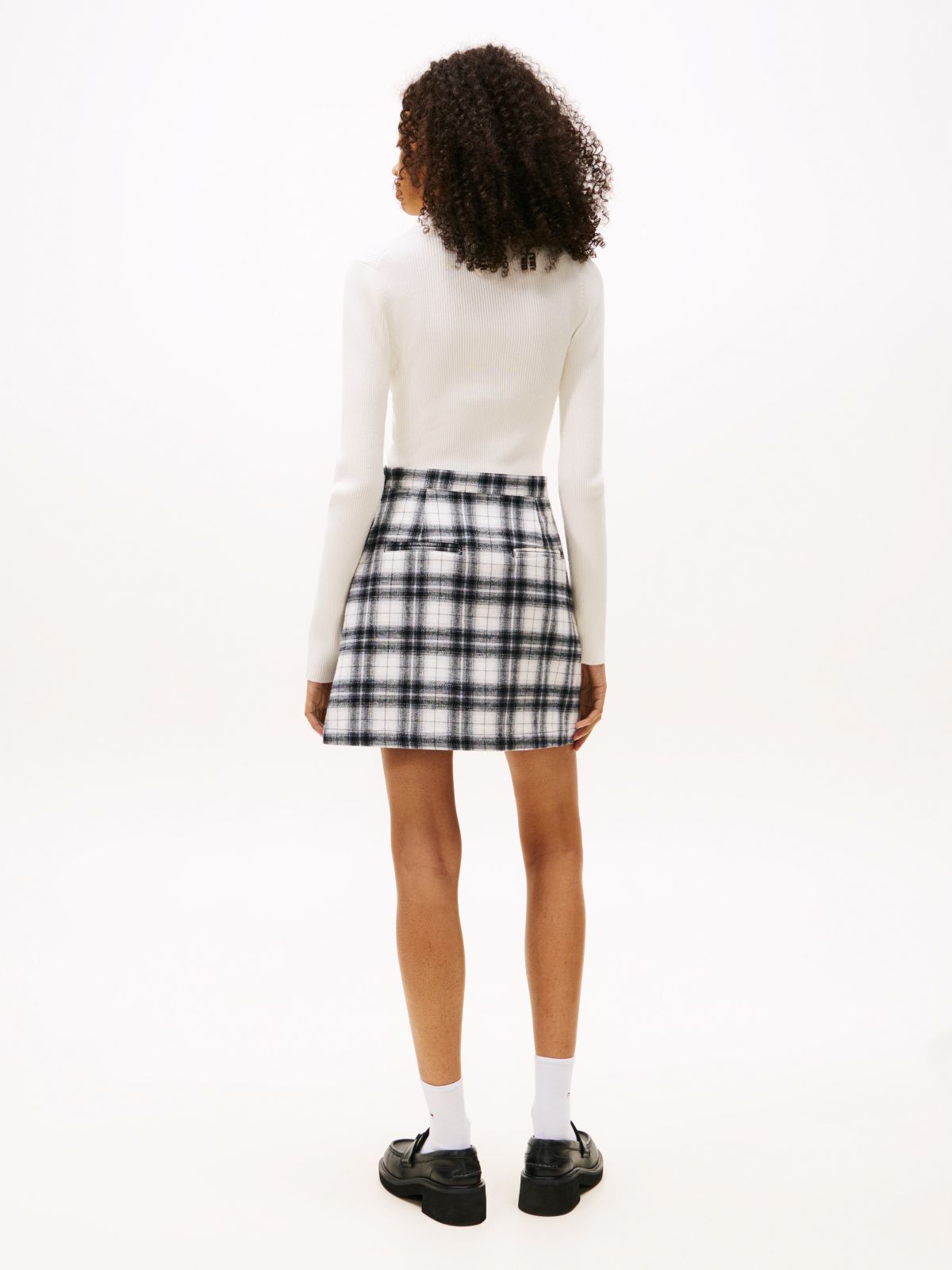 High Rise A-Line Flannel Mini Skirt — Multi