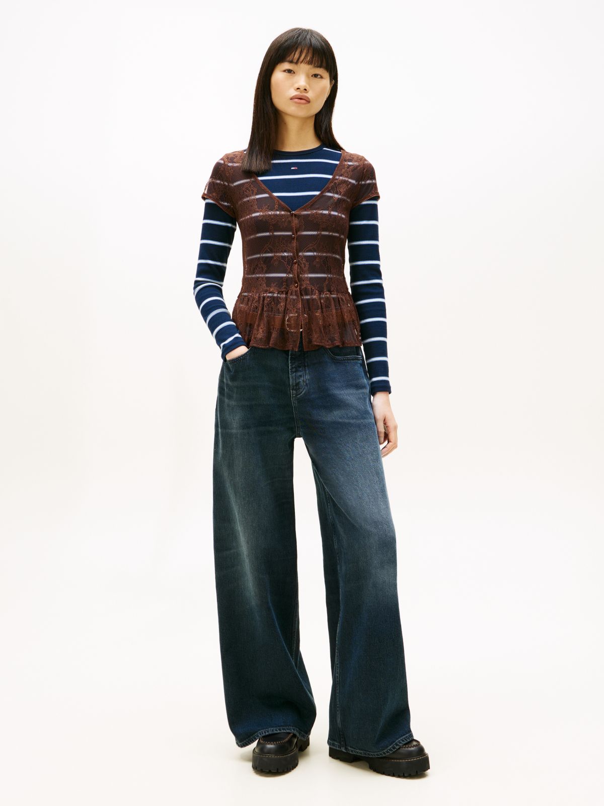 Mid Rise Loose Wide Leg Jeans — Blue