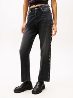 High Rise Black Studded Jeans — Grey 2