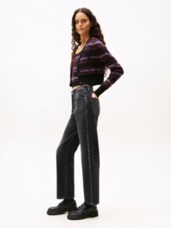 High Rise Black Studded Jeans — Grey 3
