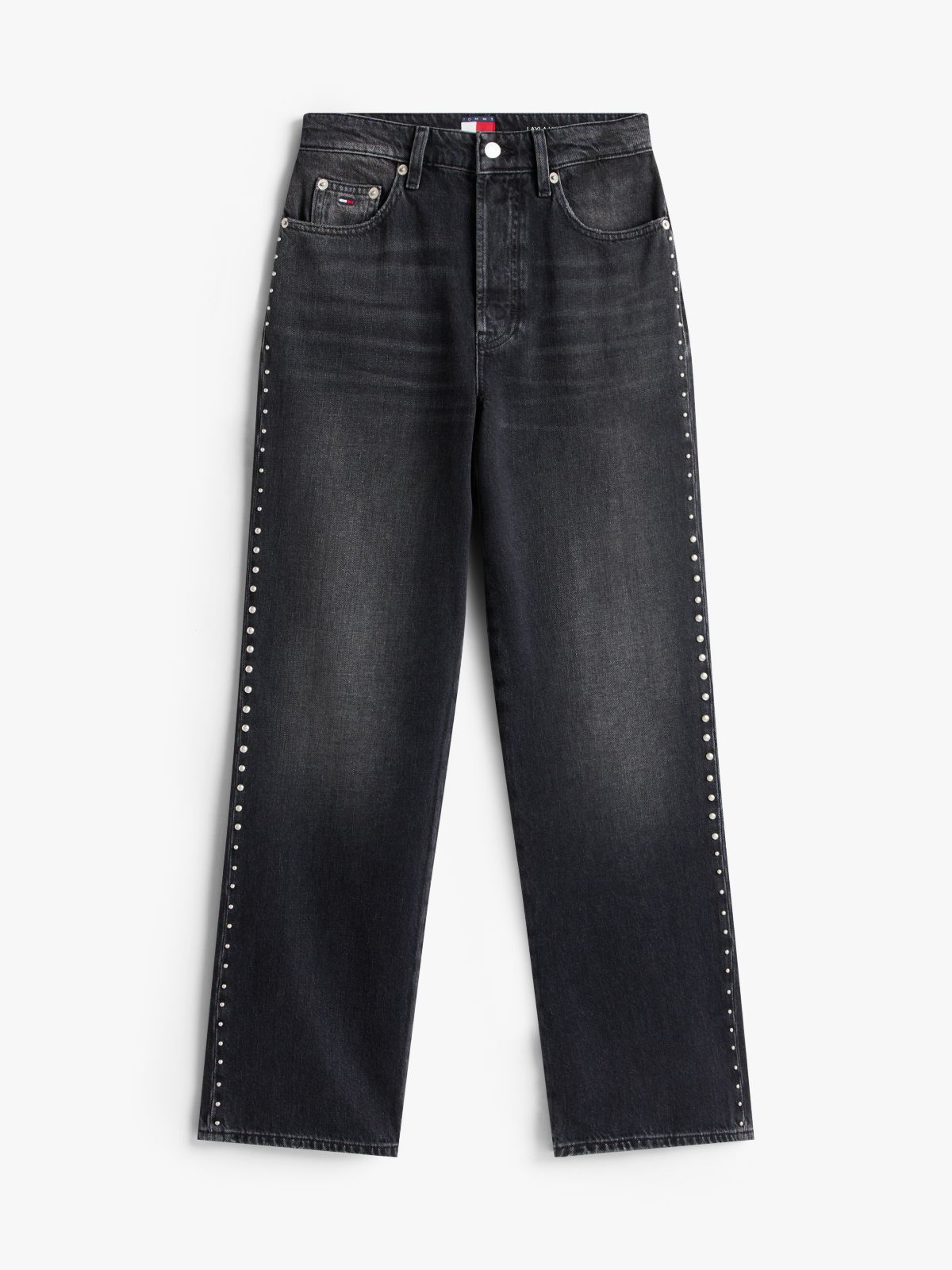 High Rise Black Studded Jeans — Grey