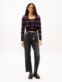High Rise Black Studded Jeans — Grey 1