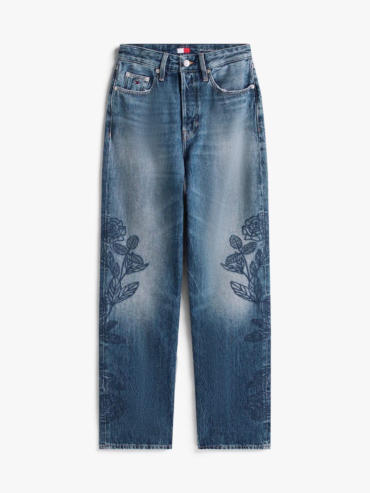 High Rise Slim Straight Leg Jeans — Multi