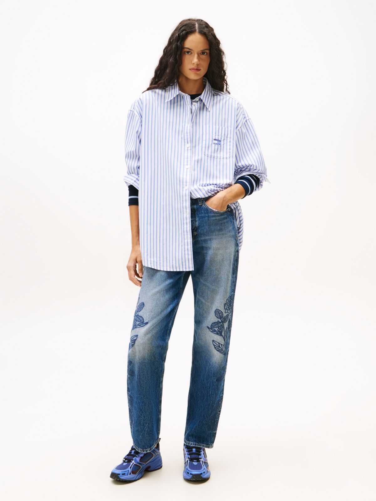 High Rise Slim Straight Leg Jeans — Multi
