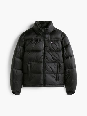 schwarz relaxed fit puffer-jacke mit verstaubarer kapuze für damen - tommy jeans