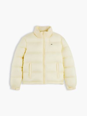 yellow packable hood relaxed puffer jacket for women tommy jeans