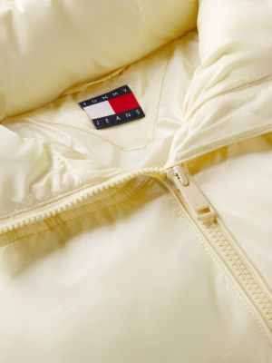 yellow packable hood relaxed puffer jacket for women tommy jeans