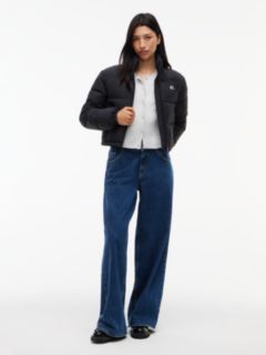 Back Logo Cropped Puffer Jacket — Black 2