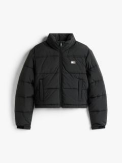 Back Logo Cropped Puffer Jacket — Black 6
