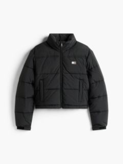 Back Logo Cropped Puffer Jacket — Black 7